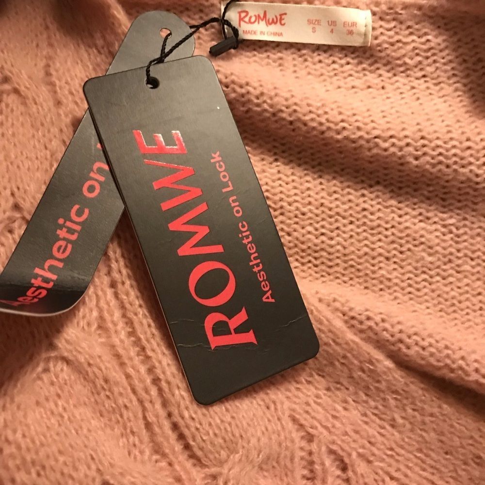 Romwe Kawaii Pink Cable Knit Lace Pearl Button Down Sweater Cardigan S - Picture 11 of 12